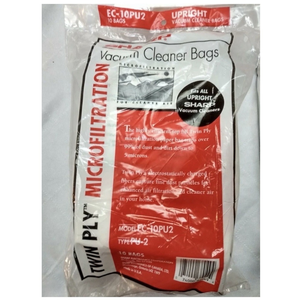 Sharp Vacuum Cleaner Bags  Model EC-10PU2 ‎ Type PU-2 (6 Packs/60Bags